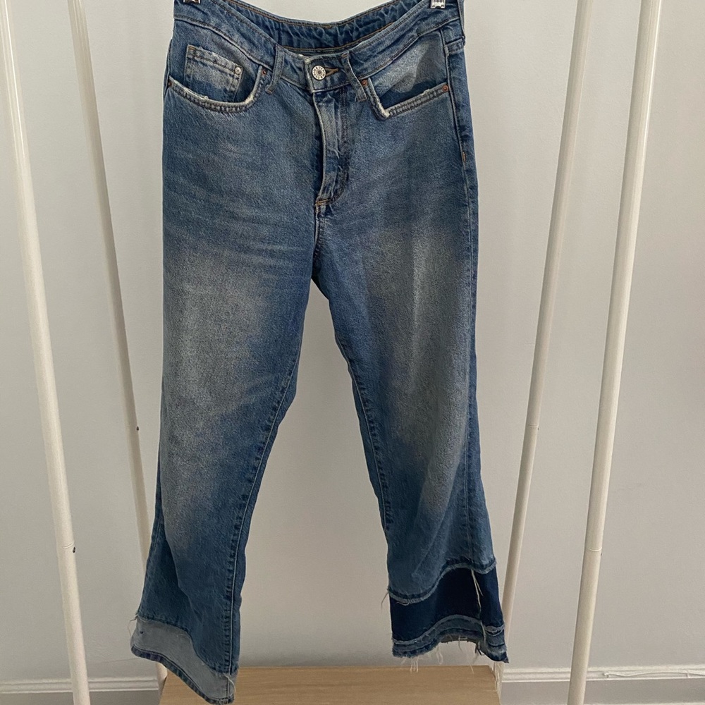 High rise cropped straight leg denim